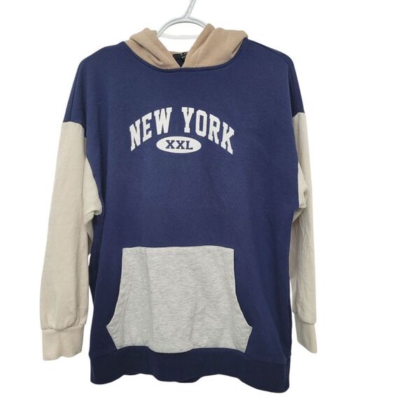 2/$20 Forever 21 New York Blue & Brown Hoodie Top Size: M - Picture 1 of 8